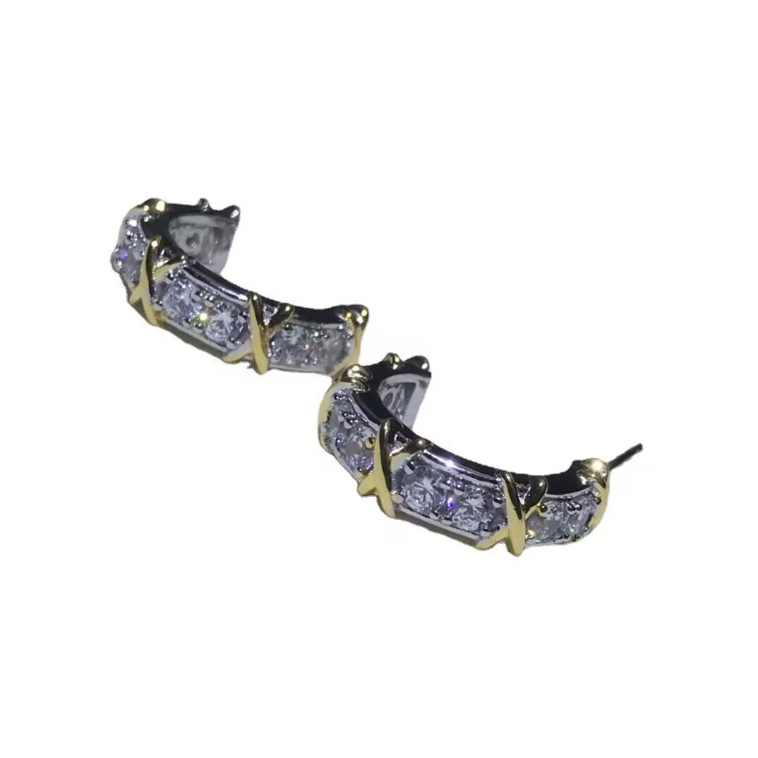 A925 Needle White K Electroplated Noble Cold Affordable Luxury Style Earrings